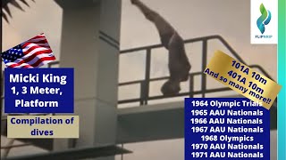 1964 1972 USA Diving Olympic Trials AAU Nationals  Micki King  Compilation of dives [upl. by Cohbert184]