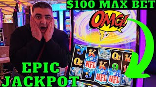 My BIGGEST JACKPOT Ever On NFL Slot Machine  Casino BIG WINS [upl. by Jacobina707]