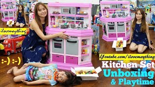 Pink Kitchen Playset Review Food Cooking Pretend Play Food Playset Toy Unboxing and Playtime [upl. by Leitnahs]