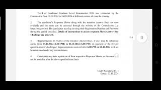 SSC Uploading of Tentative Answer Key of Combined Graduate Level Examination TierI 2024 [upl. by Everara]