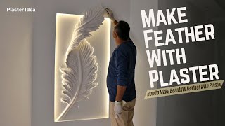 How To Make Very Beautiful Feather With Plaster  Plaster Design [upl. by Merlin766]