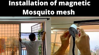 Magnetic mosquito mesh full installation procedure Mosquito net for doors  wooden windowsbed [upl. by Adlesirhc]