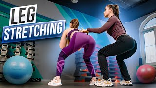 BACK AND LEG STRETCHING WORKOUT WITH EXPERT COACH AND BEAUTIFUL MODEL [upl. by Henghold]