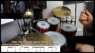 Tyler The Creator  Igors Theme  DRUM PART with transcription [upl. by Baird]