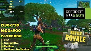 GTX 550 Ti  Fortnite  Ultimate Benchmark  1080p 900 720p  Low Medium amp Competitive [upl. by Stochmal]