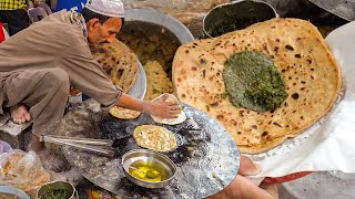 Aloo Paratha  Sarson Ka Saag at Lahore Food Street  Pakistani Street Food Lahore Aloo Gobi Paratha [upl. by Ahsiekit433]