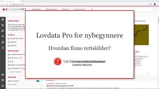 Lovdata Pro for nybegynnere Hvordan finne rettskilder [upl. by Lockwood604]