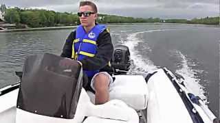 APS Inflatable with a APS 25 HP outboard amp Steering Console HDReview [upl. by Lisandra77]