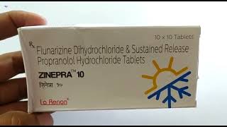 ZINEPRA 10 Tablet  Flunarizine Dihydrochloride amp Propranolol Hydrochloride Tablets  ZINEPRA 10 Tab [upl. by Attenad]