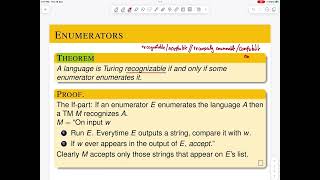 Lecture 22 Turing Machines as Enumerators [upl. by Nwahsit]