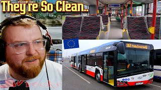 American Reacts to In Depth Look at European City Buses [upl. by Nyraa]