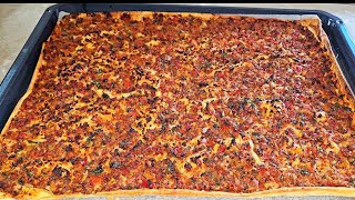 👉EN KOLAYINDAN TEPSİDE ÇITIR ÇITIR LAHMACUN 👉HAZIR YUFKADAN ÇABUCAK YAP food keşfet [upl. by Blair789]