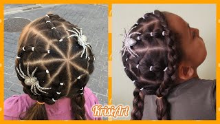 🎃PEINADO DE HALLOWEEN para NIÑA 🕸 Crea un Look Impactante en Minutos  Peinados fáciles KrisiArt [upl. by Dolli]