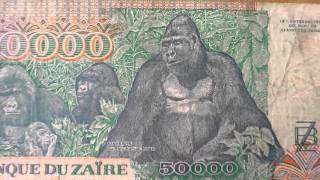 Banque du Zaire  The 50000 Zaires banknote in HD [upl. by Romano]