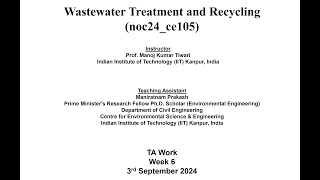 Wastewater Treatment And Recycling week 6 [upl. by Toffey]