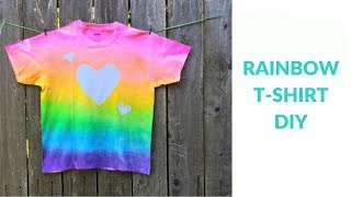 Easy DIY Rainbow Stencil TShirt  HispanaGlobal [upl. by Creath]