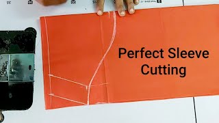 Perfect sleeve cutting with measurement for blouse Easy sleeve cutting for beginners [upl. by Relyks]