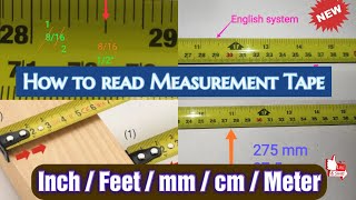 How to read Measurement Tape  Inch  Feet  mm  cm  Meter [upl. by Laroy]