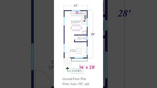 Small 14X28 floor plans  north facing house plan floorplan shorts [upl. by Feola]