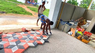 WoW Excellent 3D Paver Block DesignHouse Diamond Design 3D Paver block Installation On Flooring [upl. by Colp]