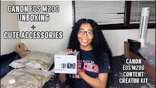 CANON EOS M200 CONTENT CREATOR KIT UNBOXING  ACCESSORIES [upl. by Tingley]