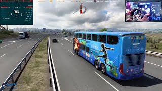 Marcopolo 1800 DD G8 8x2 test new skin Euro Truck Simulator2 1 52  Logitech g29 [upl. by Nappy984]