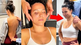 FEMALE ATHLETE Gets CHIROPRACTIC ADJUSTMENT AFTER CONCUSSION MASSAGE ASMR BONE CRACKS [upl. by Esinnej]