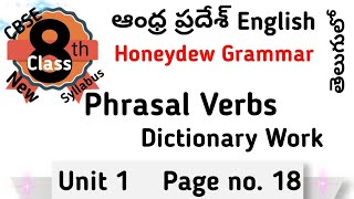 Phrasal verbs Dictionary work I AP CBSE 8th Class English Grammar [upl. by Robinson]