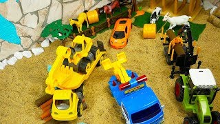 Buntes Spielzeug Traktor Bagger Laster Transporter im Sand Film für Kinder [upl. by Sparhawk]