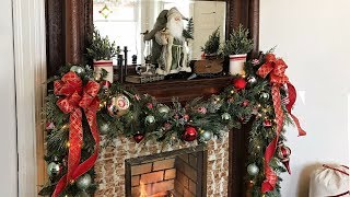 How To Decorate A Mantel For Christmas  Christmas Mantel Garland  Christmas Fireplace Decorating [upl. by Korney822]