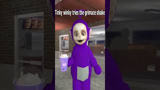 Tinky Winky tries the Grimace Shake shorts [upl. by Dielu]