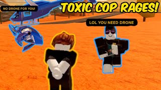 Toxic cop RAGES over me USING DRONE  Roblox Jailbreak [upl. by Naelopan]