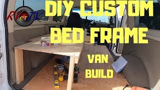 DIY CUSTOM BED FRAME For VAN BUILD [upl. by Ecille481]