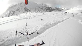 Obertauern snowkiting mit wind aus vielen Richtungen und allen Stärken und ein wenig Selbstgesp [upl. by Nalyak]