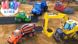 Construction Vehicles Song for Kids 🚛 Excavator Bulldozer amp Other Trucks for children  HeyKids [upl. by Dream]