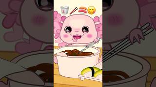 Axolotl Enjoys a Big Bowl of Brown Noodles 🍜🐾 😋 [upl. by Capps92]