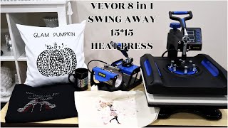 DIY GLAM ITEMS USING VEVOR 8 IN 1 HEAT PRESS SWING AWAY 1515 MACHINE  REVIEW AND DEMO [upl. by Eenhat]