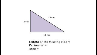 Find the Length of a Missing Side of a Right Triangle and Perimeter and Area [upl. by Nnazil]