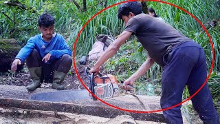 Sanjip Cutting wood with friends II Anita amp Adhiraj Carrying woods [upl. by Anidnamra416]