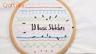 DIY Hand Embroidery Stitches Tutorial for Beginners  Learn 10 Simple Hand Embroidery Stitches Ideas [upl. by Nanji]