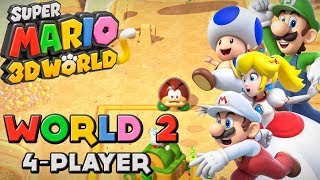 Super Mario 3D World  World 2 4Player [upl. by Auqemahs798]