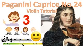 Paganini Caprice No24 sheet music Main melody Easy version and easy violin tutorial [upl. by Seem]