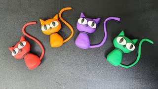 Cat Polymer Clay Toys Making How To Make colorful Cat Clay Modelling For Kids clay Video for Toddler [upl. by Aramahs]