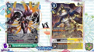 DIGIMON TCG Local match TyrantKabuterimon Green vs Shakkoumon YellowBlack  THE BIG BOX [upl. by Popele]