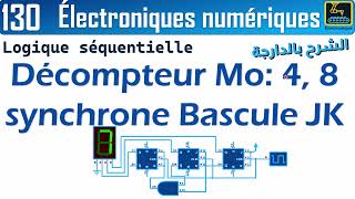 130 Décompteur synchrone Modulo 4 et 8 synchrone Bascule JK [upl. by Alasteir386]