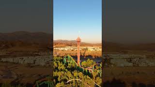 Super Blue Moon Six Flags Magic Mountain at Sunrise moon shorts drone shortsvideo [upl. by Llemaj3]