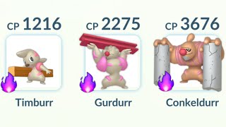 using new Shadow Timburr Gurdurr Conkeldurr family in Pokemon GO [upl. by Astraea]