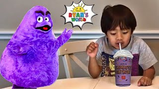 Ryan Kaji Tries Grimace Shake Trend in Real Life  Ryans World Tag with Ryan [upl. by Timothea]