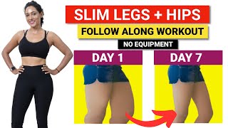 SLIM and TONED THIGHS in 7 Days  12 Min Beginner Slim Leg Home Workout No Jump  Follow Along [upl. by Nairrad263]