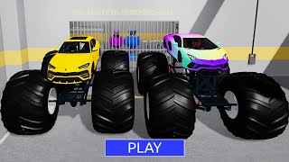 LAMBORGHINI MONSTER TRUCK CAR BARRYS PRISON RUN Obby Update Roblox  All Bosses All Morphs roblox [upl. by Notreve]